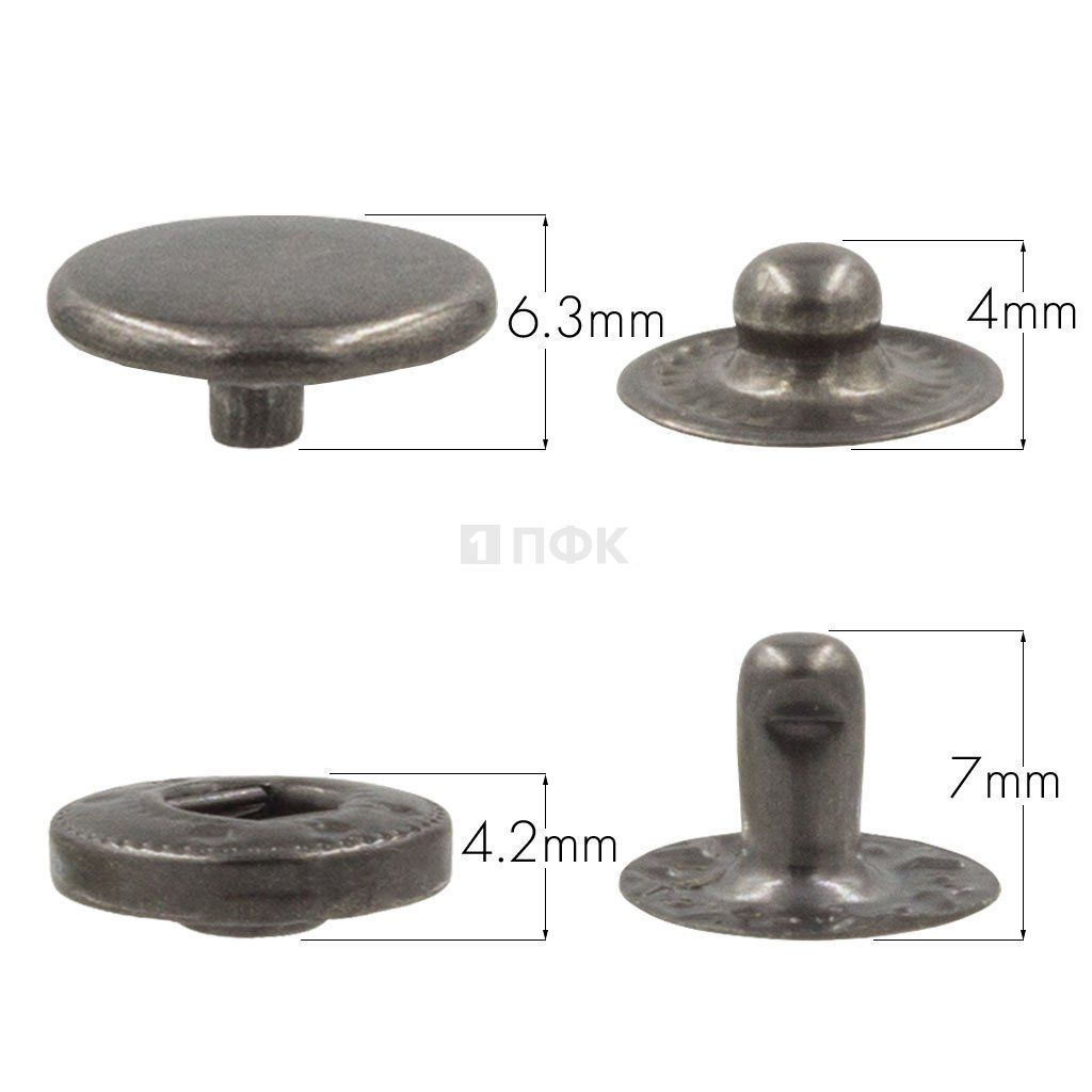 Кнопка для одежды 12,5мм Альфа нерж цв никель тем (уп 1440шт) DNG 