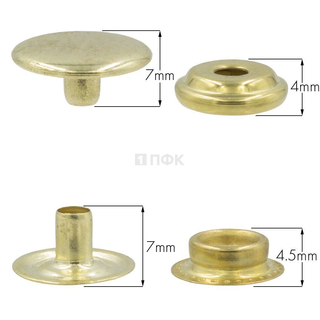 Кнопка для одежды 15мм №61 латунь цв золото (уп 720шт) NEW STAR