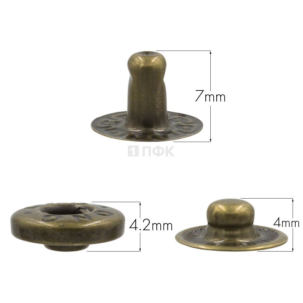 3 Части кнопки для одежды 12,5мм Альфа нерж цв антик (уп 1440шт) DNG