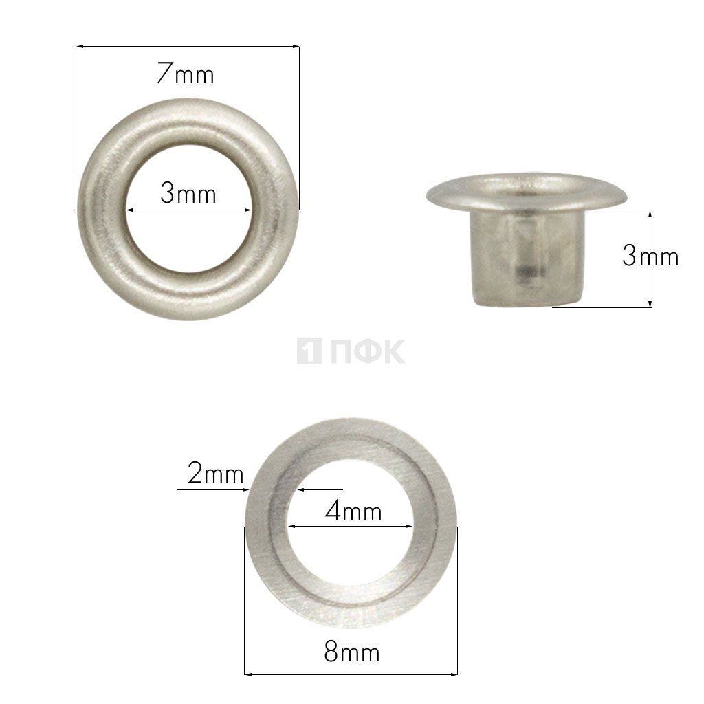 Люверсы №17 3мм латунь цв никель (уп 5000шт) 