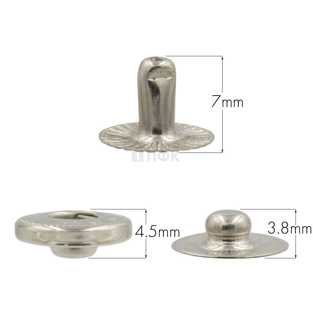 3 Части кнопки для одежды 12,5мм Альфа нерж цв никель (уп 1440шт) BUTTONI