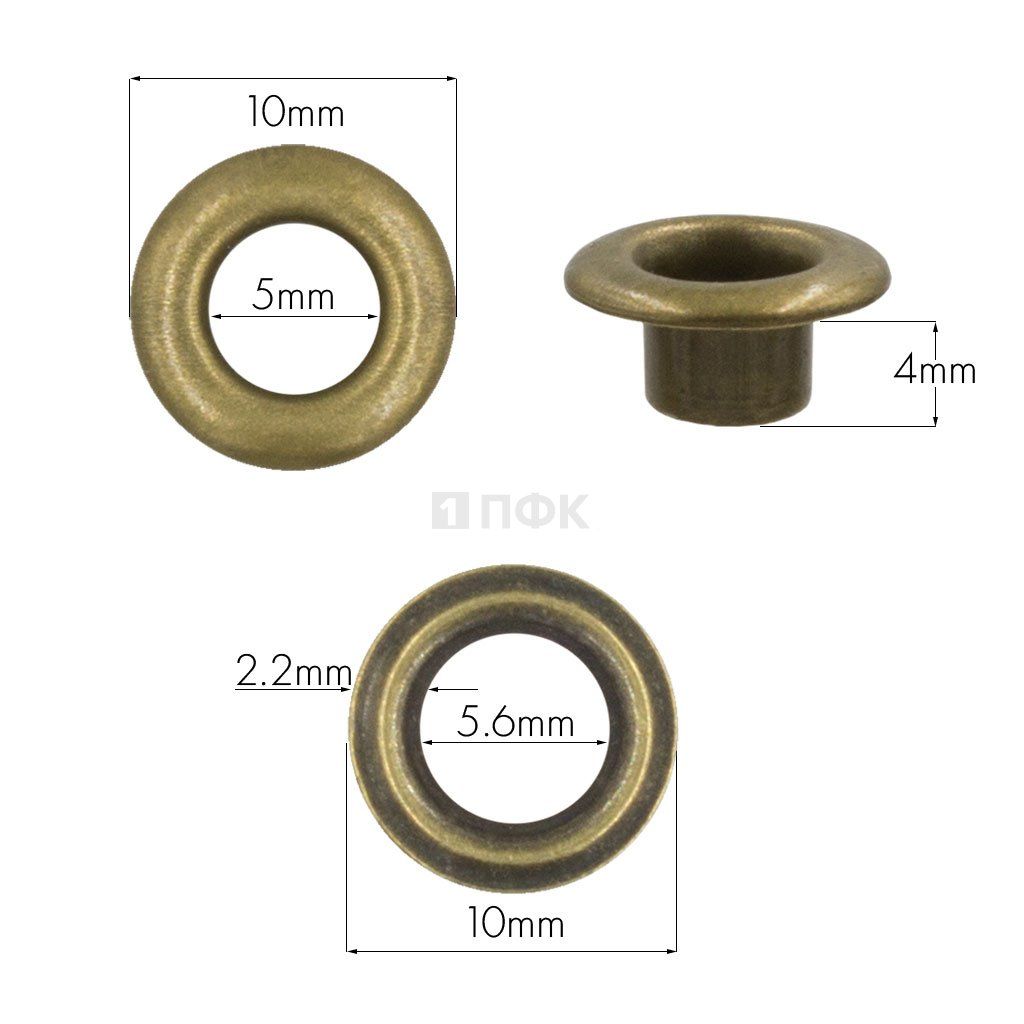 Люверсы №3 5мм сталь цв антик (уп 5000шт) 